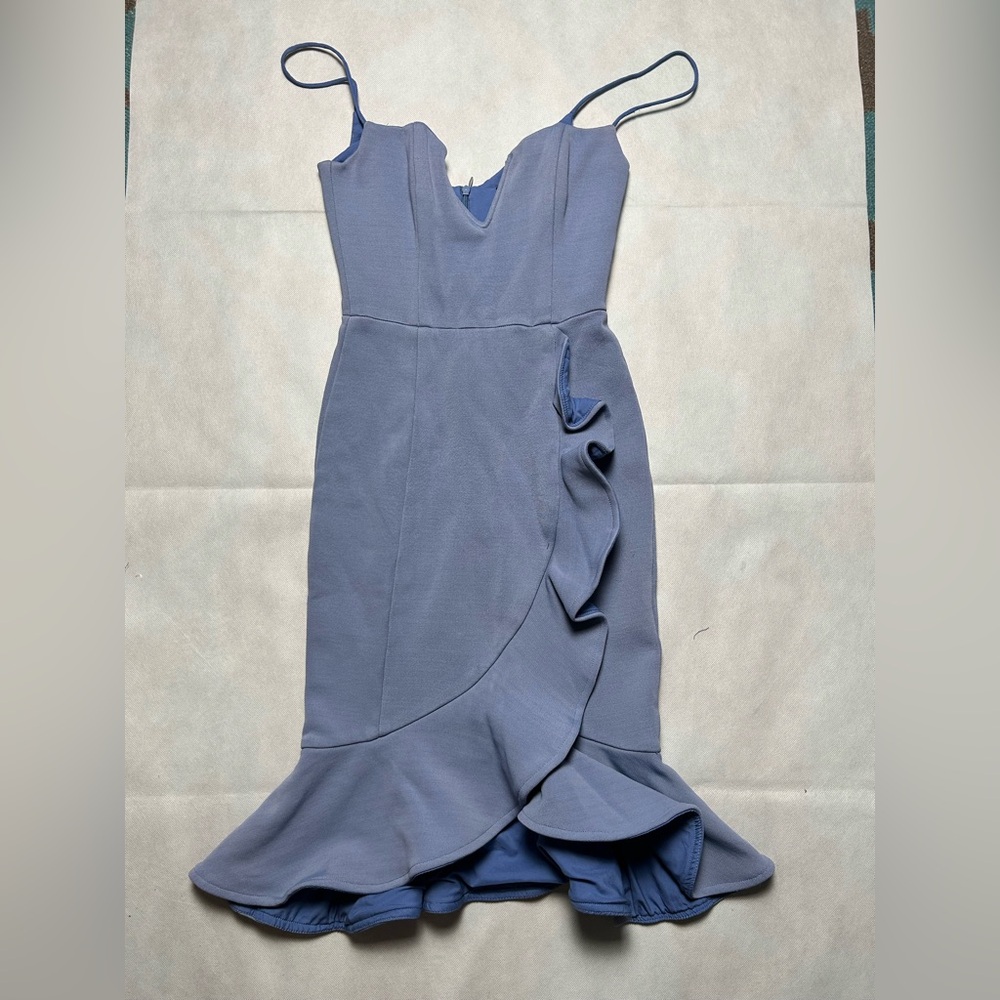 Nicholas blue boned ruffle mini dress size 0
